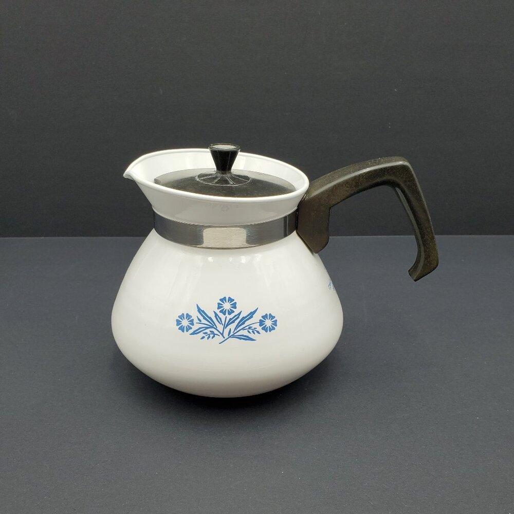 Corning Cornflower Blue Teapot Corningware Blue Cornflower Coffe Pot Kettle